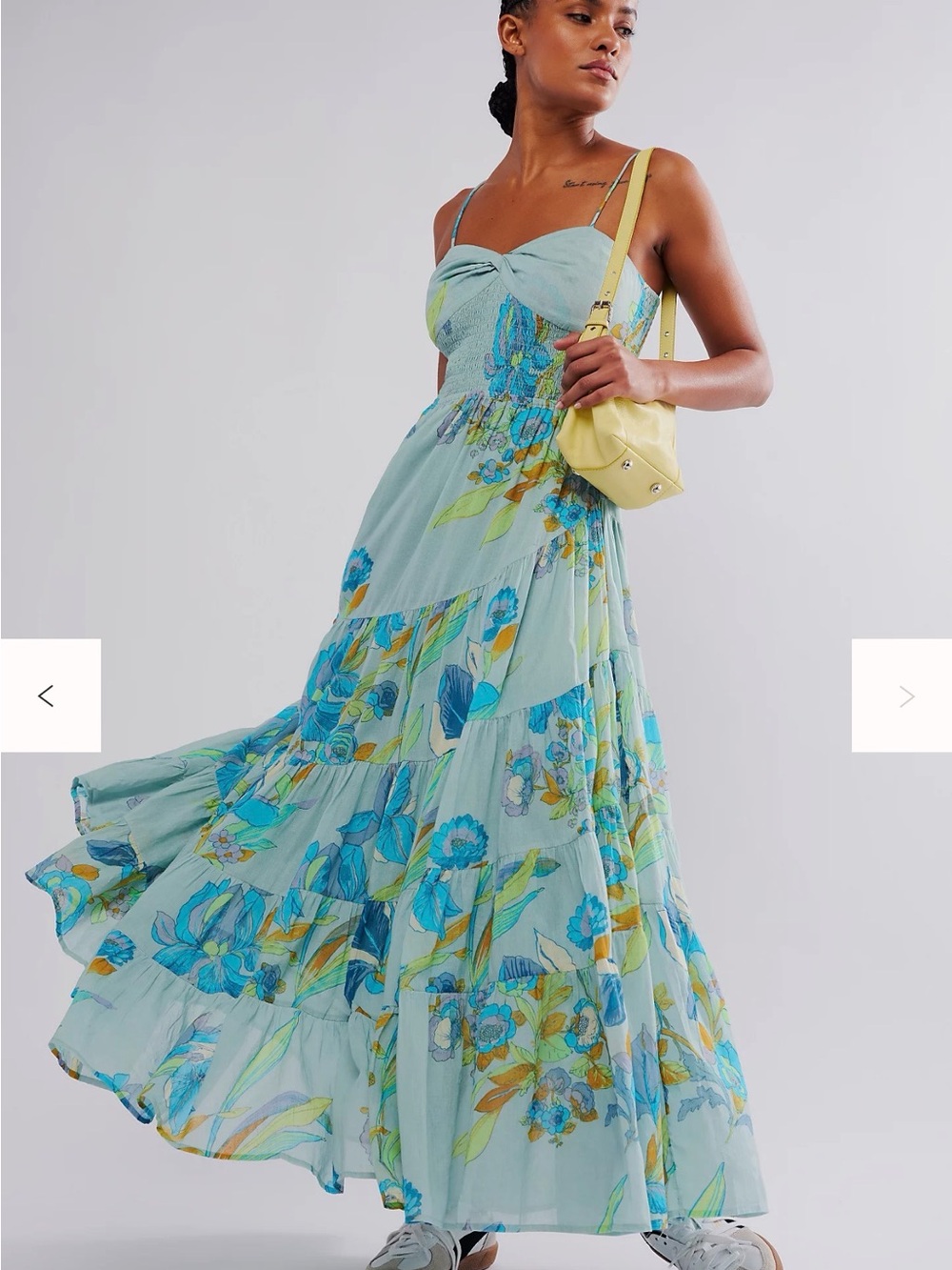 Free People Light Blue Floral Tiered Maxi Dress